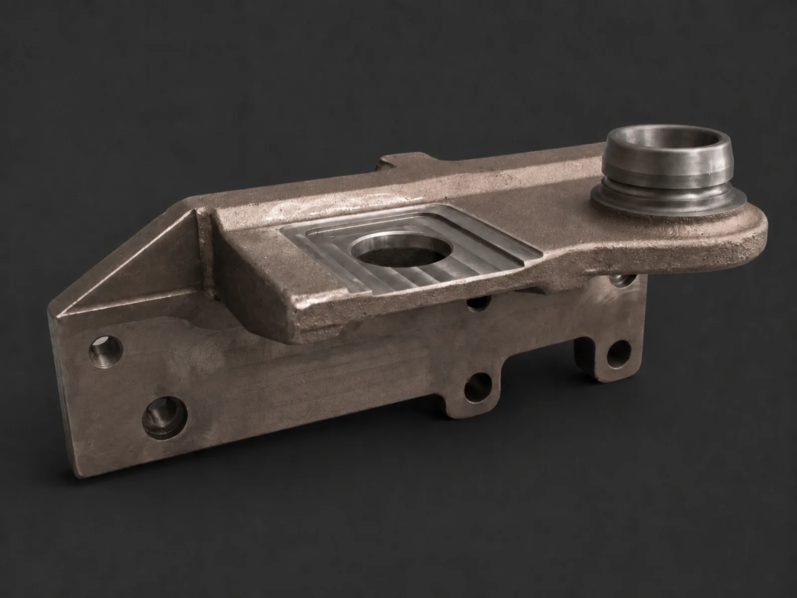 Soporte industrial mecanizado con acabado cobrizo para aplicaciones ferroviarias